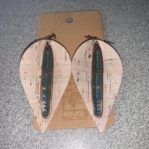 3 for $40 - "Lotus" cork teardrop earrings